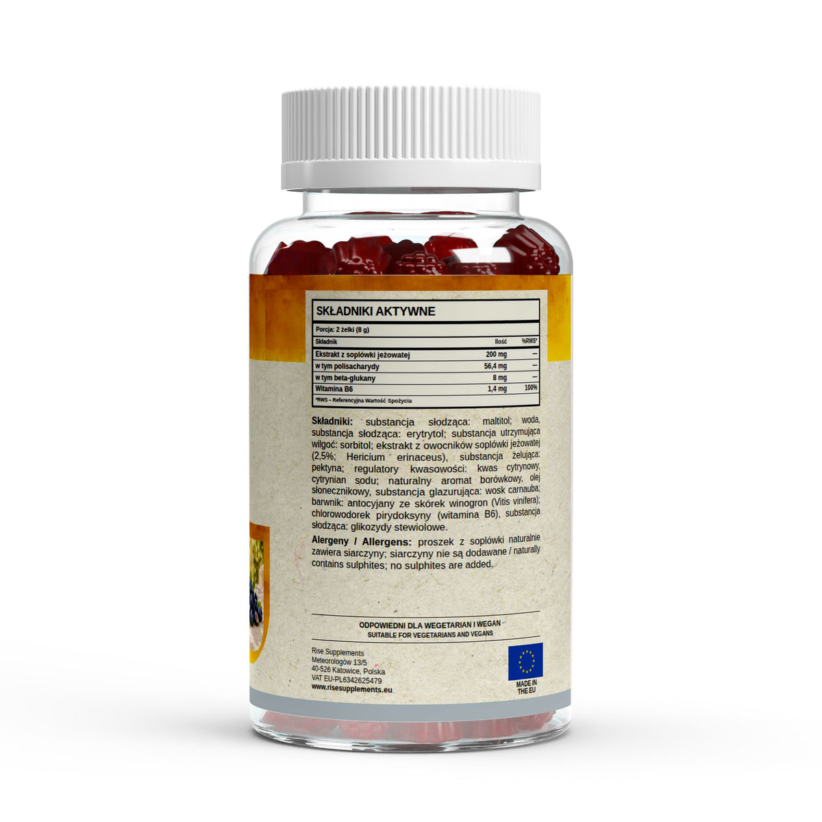 Ashwagandha + B6 żelki 60 szt. — etykieta ze składem