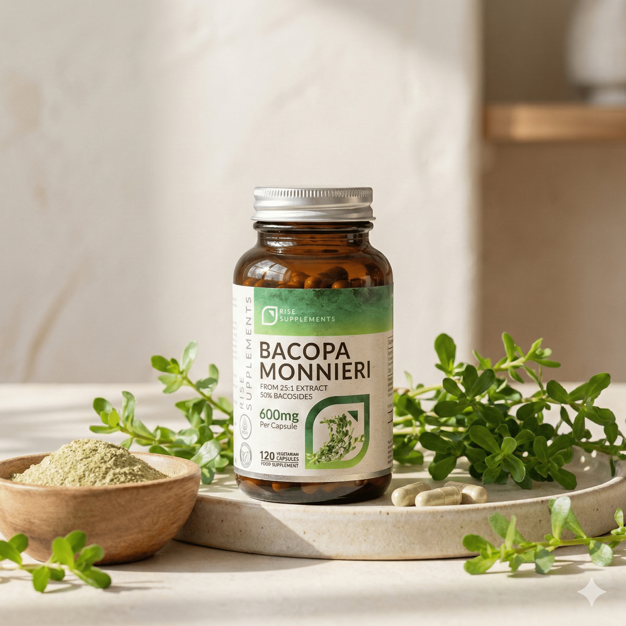 Bacopa Monnieri (Brahmi) 600 mg 120 kapsułek - Rise Supplements