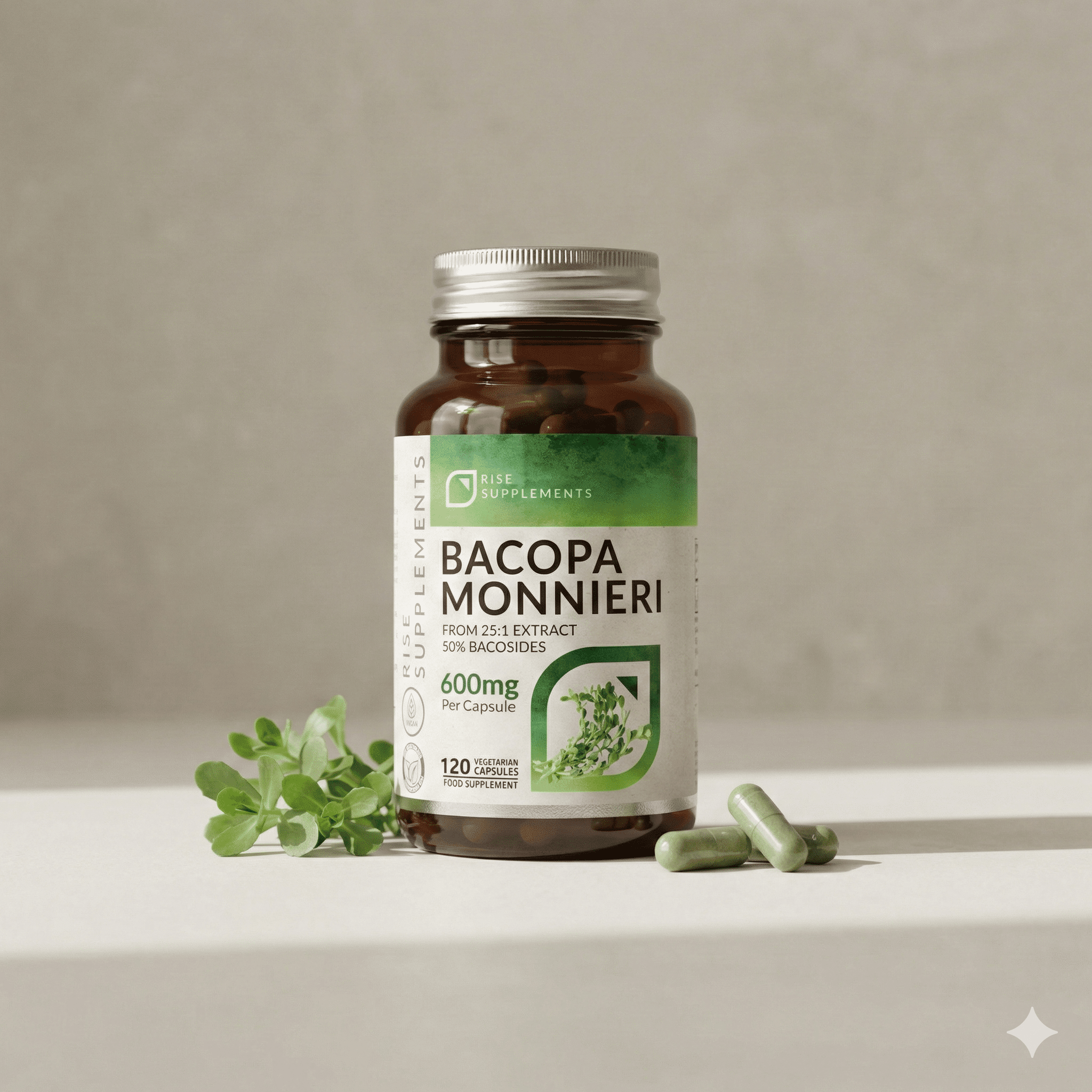 Bacopa Monnieri (Brahmi) 600 mg 120 kapsułek - Rise Supplements
