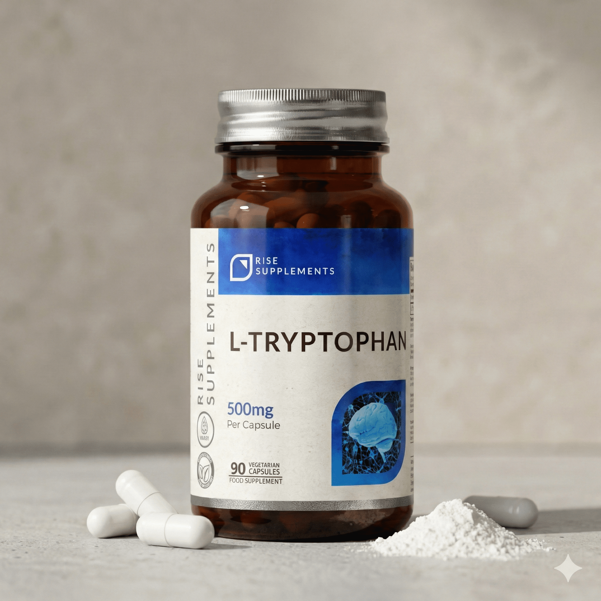 L - Tryptofan 500 mg 90 kapsułek - Rise Supplements