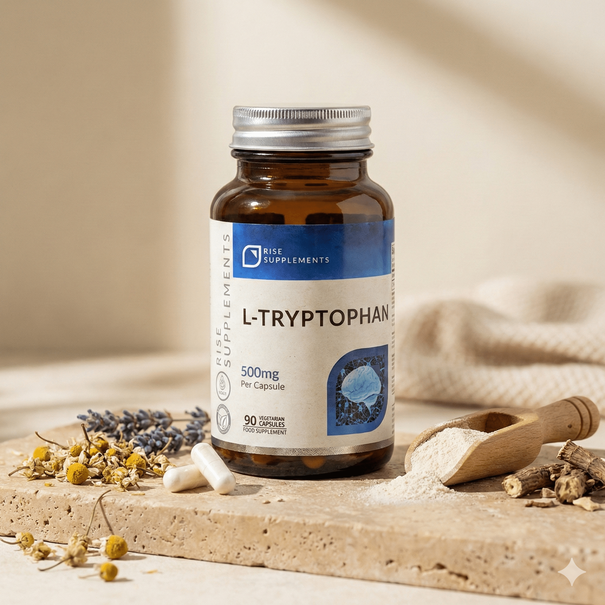 L - Tryptofan 500 mg 90 kapsułek - Rise Supplements