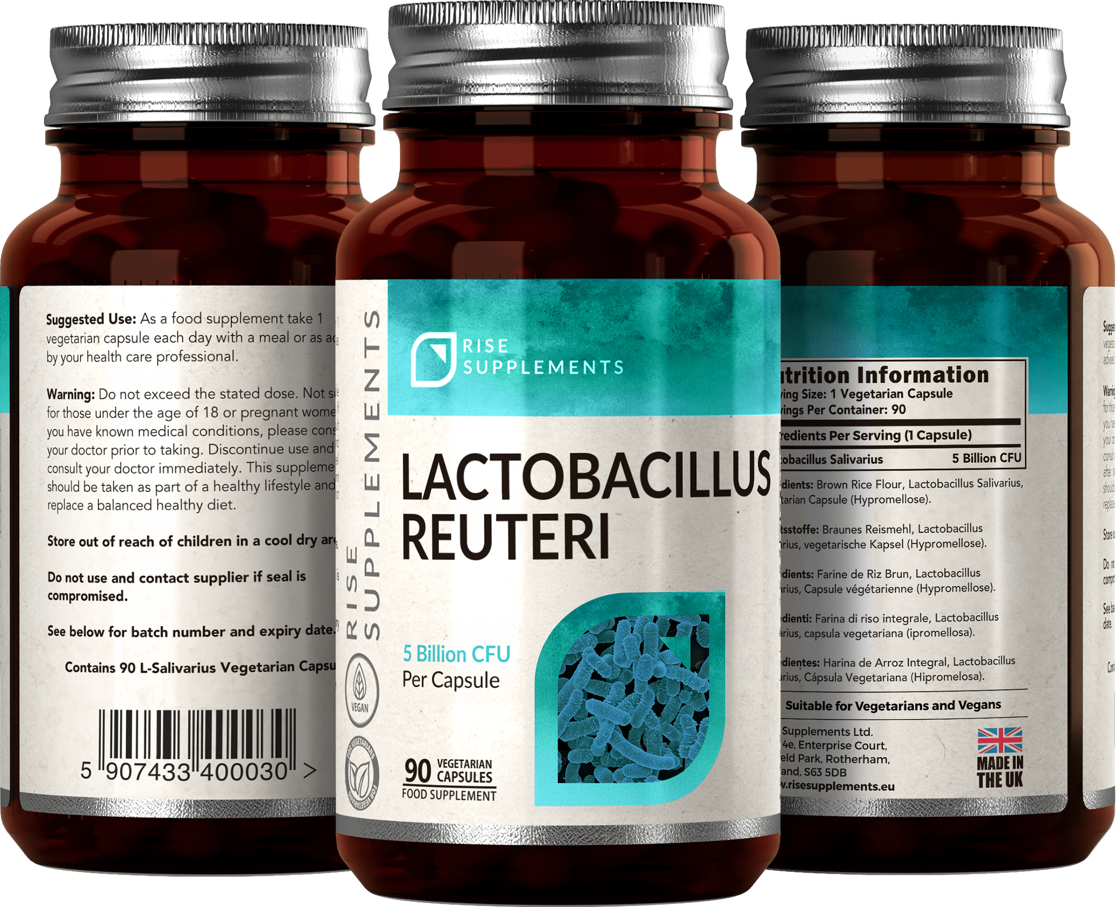 Lactobacillus Reuteri 5 mld CFU 90 kapsułek - Rise Supplements