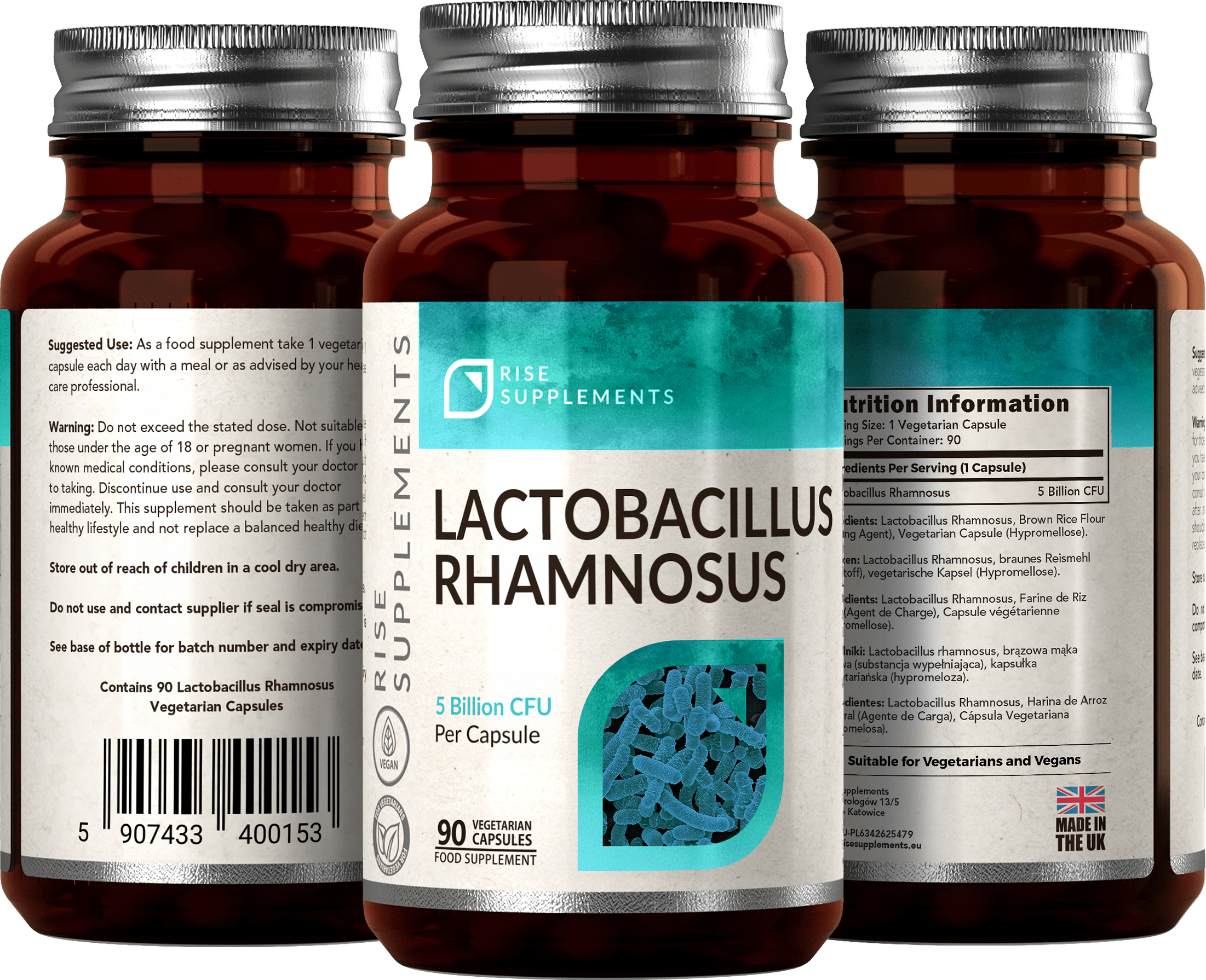 Lactobacillus Rhamnosus 5 mld CFU 90 kapsułek - Rise Supplements