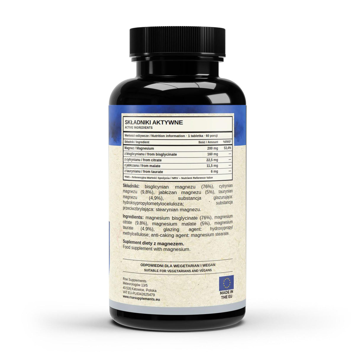 Magnez Kompleks 4 formy 200 mg 60 tabletek — bok opakowania
