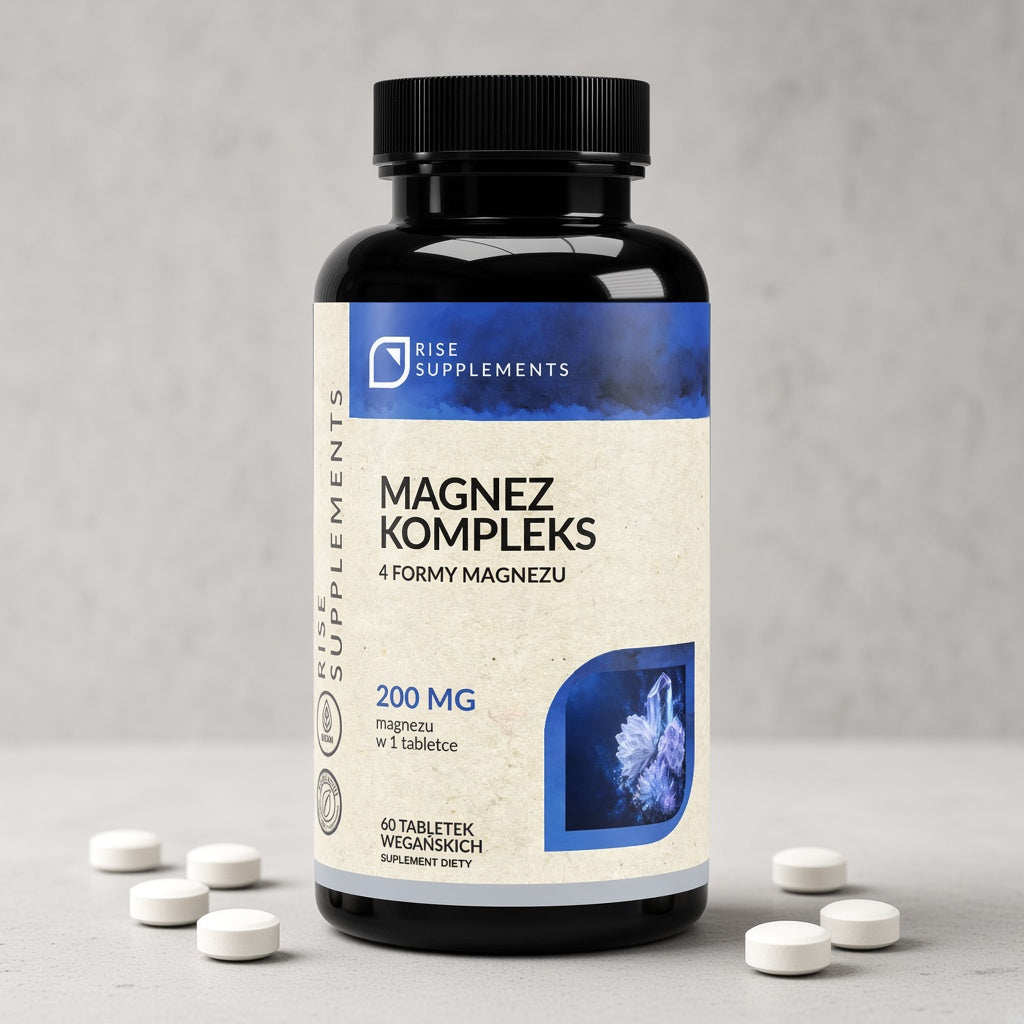 Magnez Kompleks 4 formy 200 mg 60 tabletek — zdjęcie produktu na jasnym tle