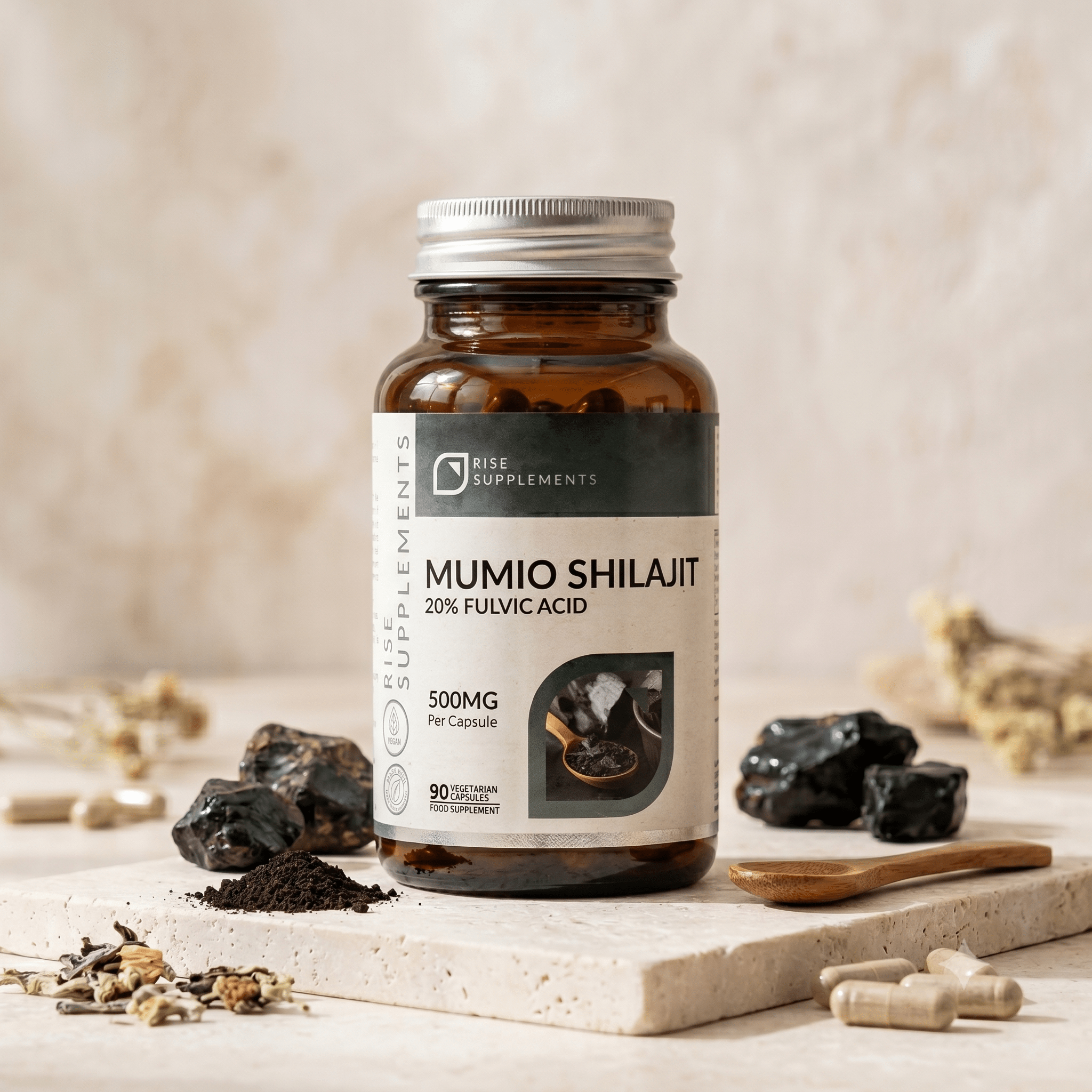 Mumio Shilajit 500mg 20% kwasów fulwowych - 90 Kapsułek - Rise Supplements