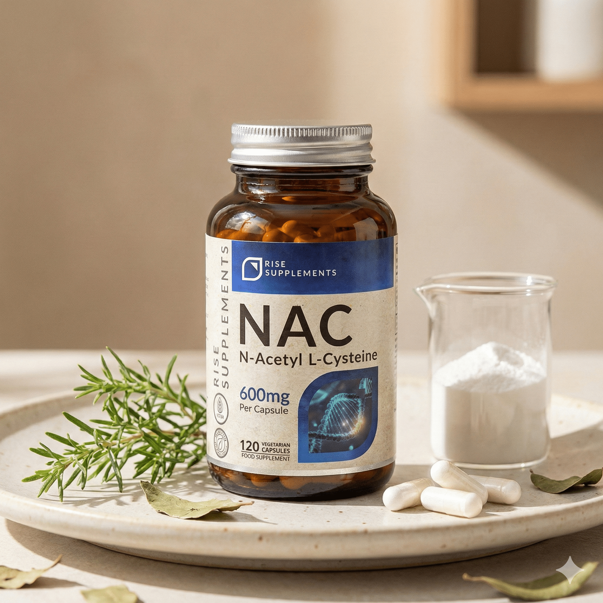 NAC N - Acetyl L - Cysteina 600 mg 120 kapsułek - Rise Supplements