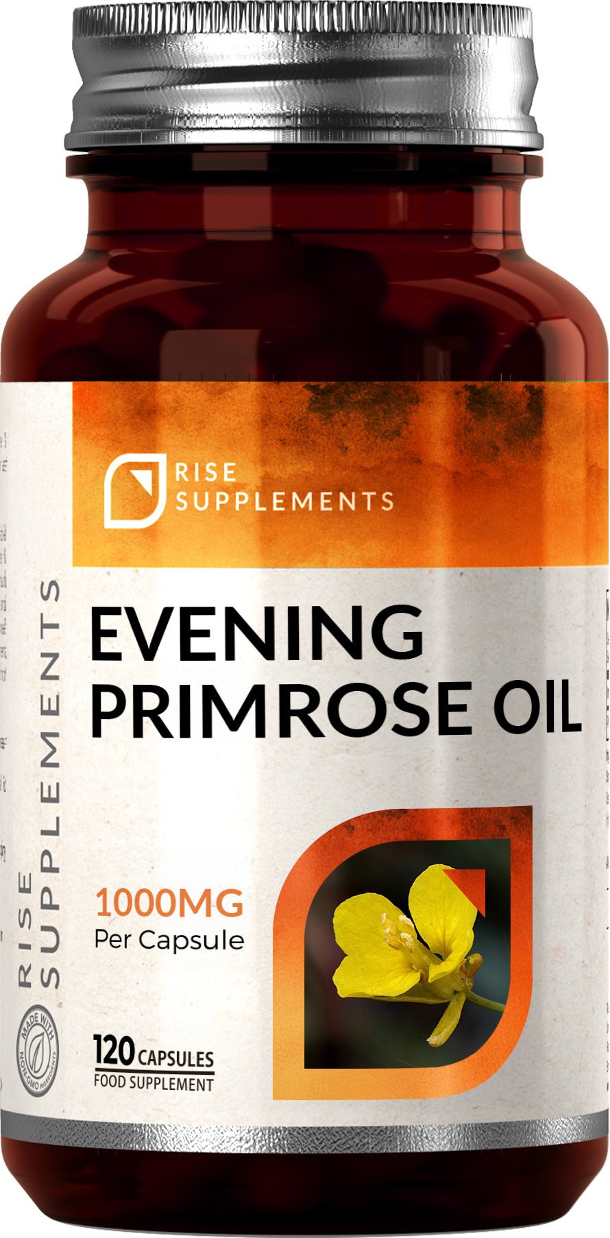 Olej z wiesiołka 1000mg 120 Kapsułek GLA 9%, LA 73% - Rise Supplements