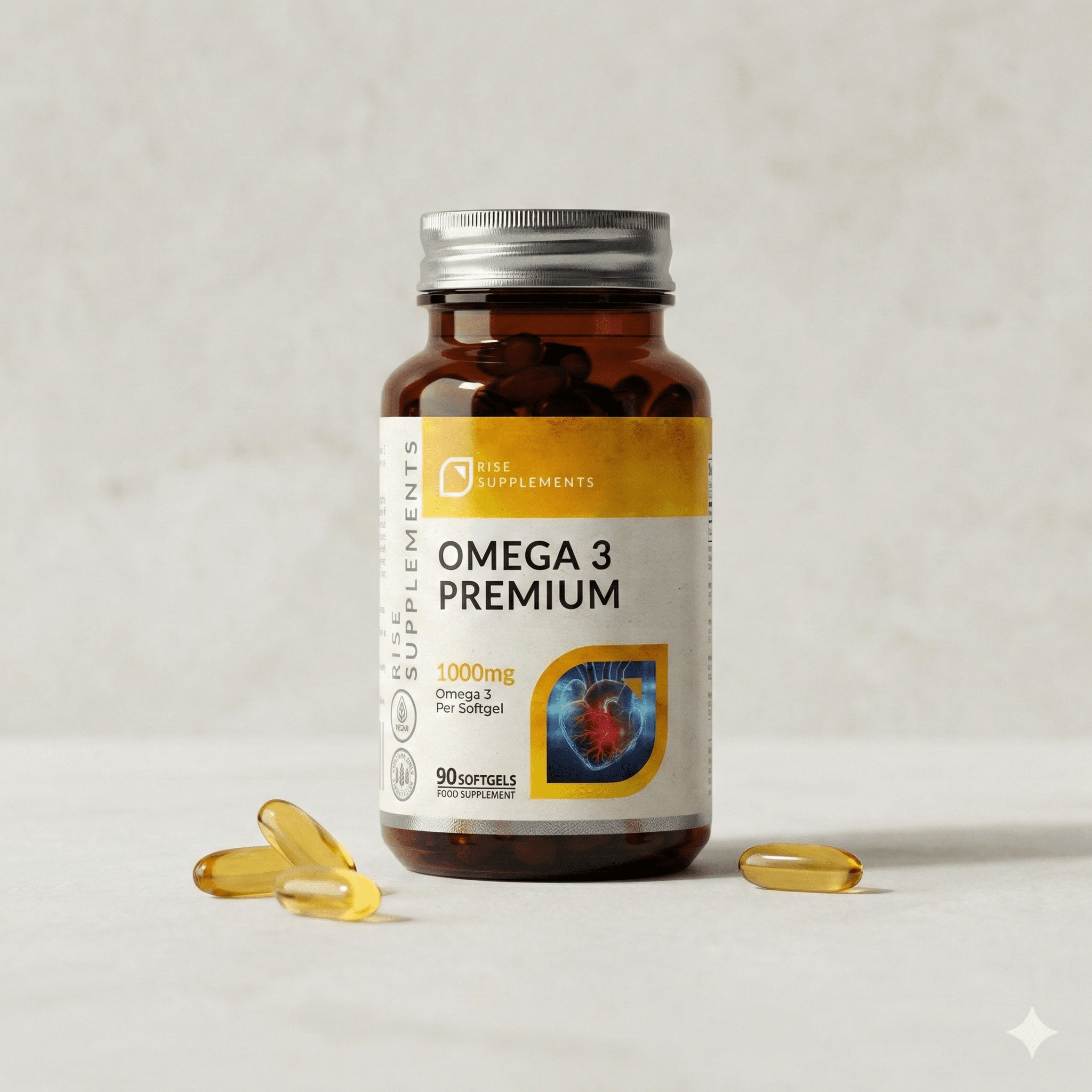 Omega 3 Premium EPA DHA witaminy E D3 K2 90 kapsułek - Rise Supplements