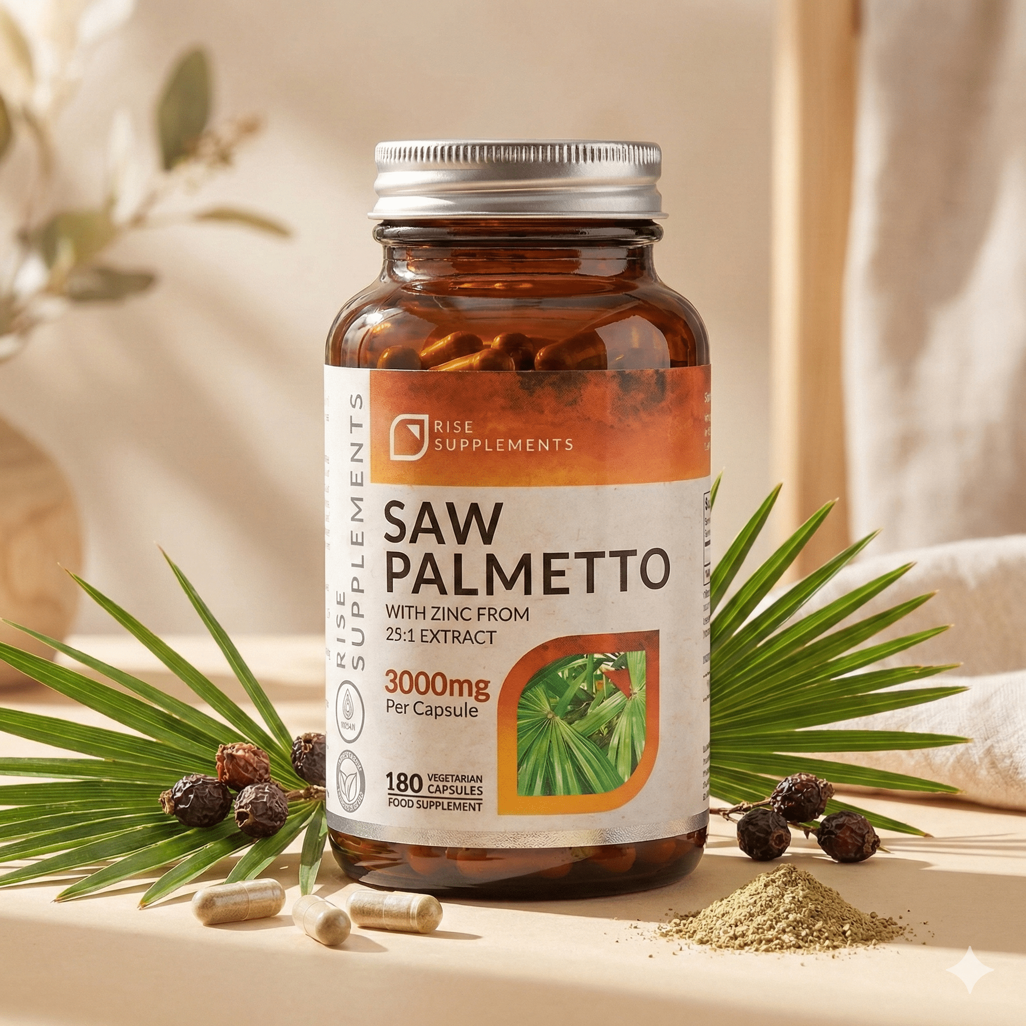 Palma Sabałowa (Saw Palmetto) 3000 mg 180 kapsułek - Rise Supplements