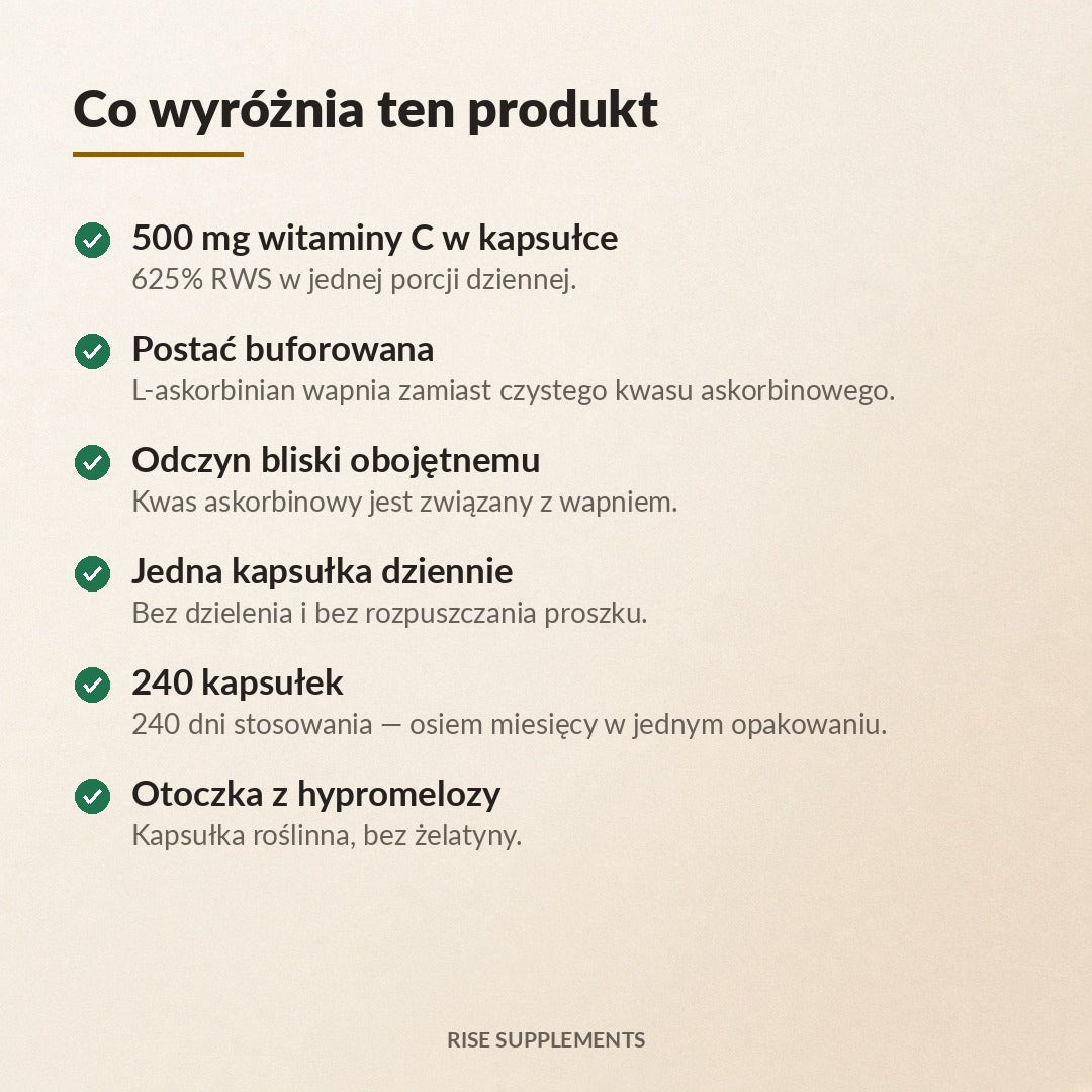 Witamina C buforowana 500 mg 240 kapsułek — co wyróżnia produkt