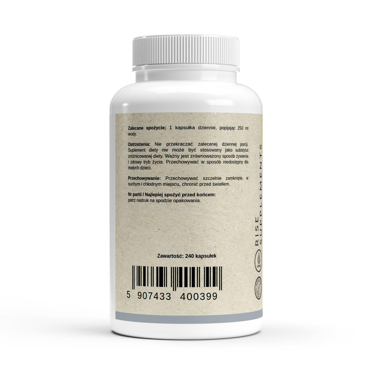 Witamina C buforowana 500 mg 240 kapsułek — bok opakowania