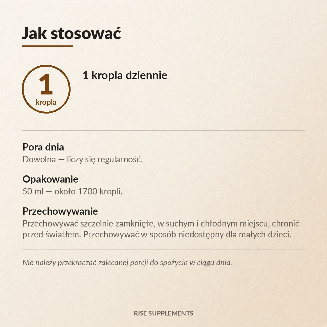 Witamina D3 1000 IU + K2 MK-7 20 µg krople 50 ml — jak stosować