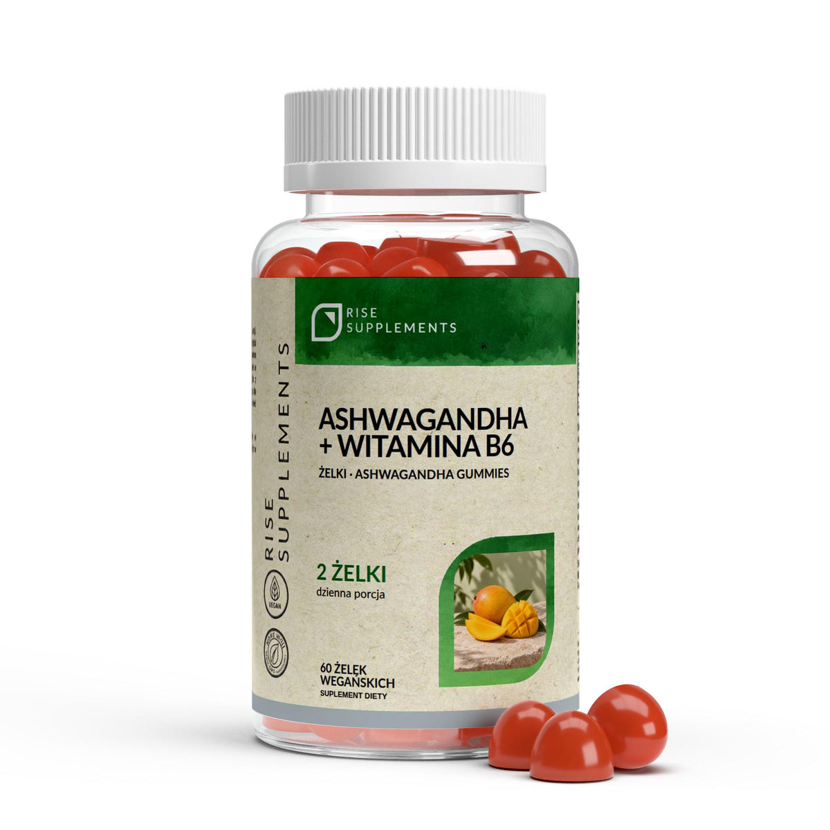 Ashwagandha + B6 żelki 60 szt. — przód opakowania