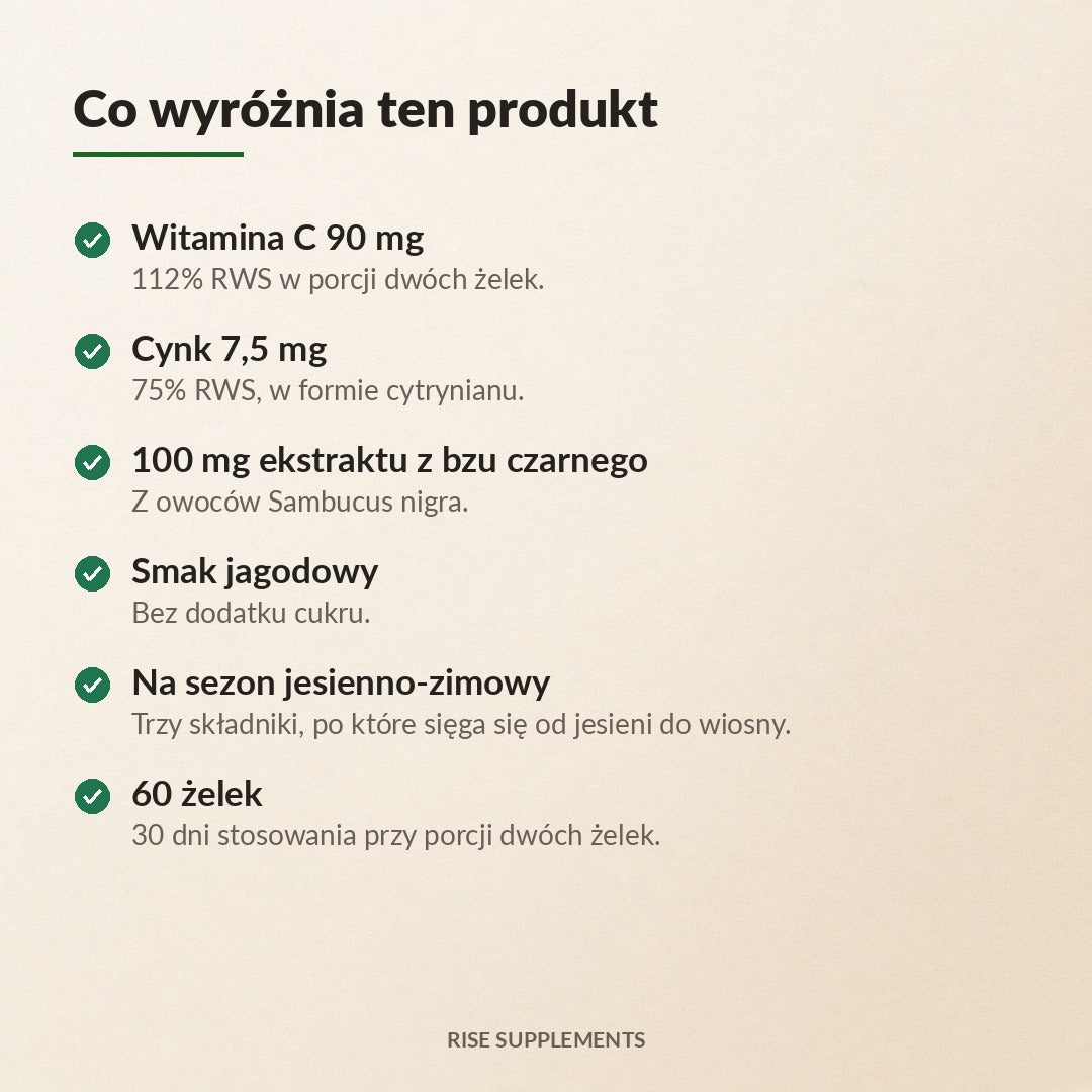 Czarny Bez + Witamina C + Cynk żelki 60 szt. — co wyróżnia produkt
