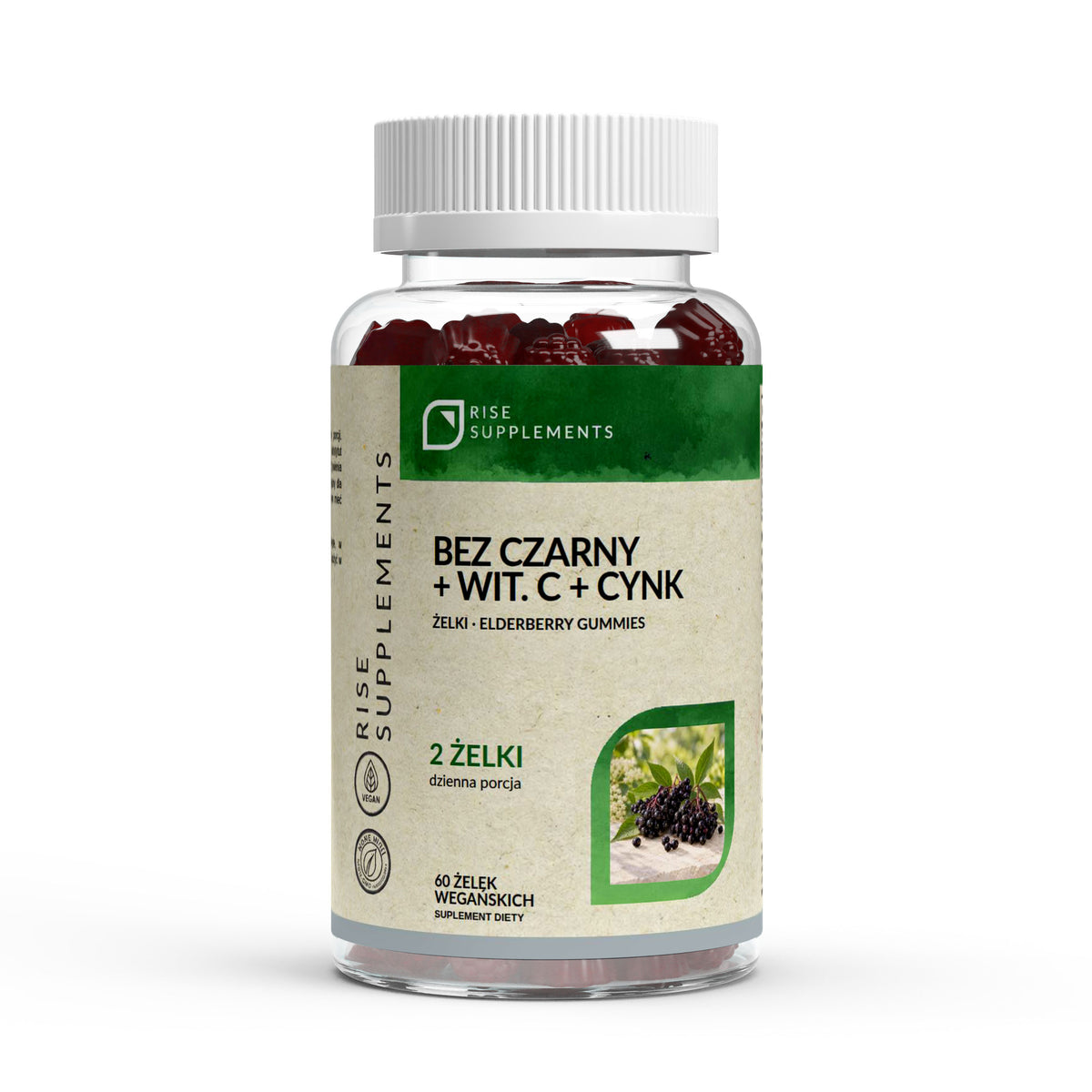 Czarny Bez + Witamina C + Cynk żelki 60 szt. — przód opakowania