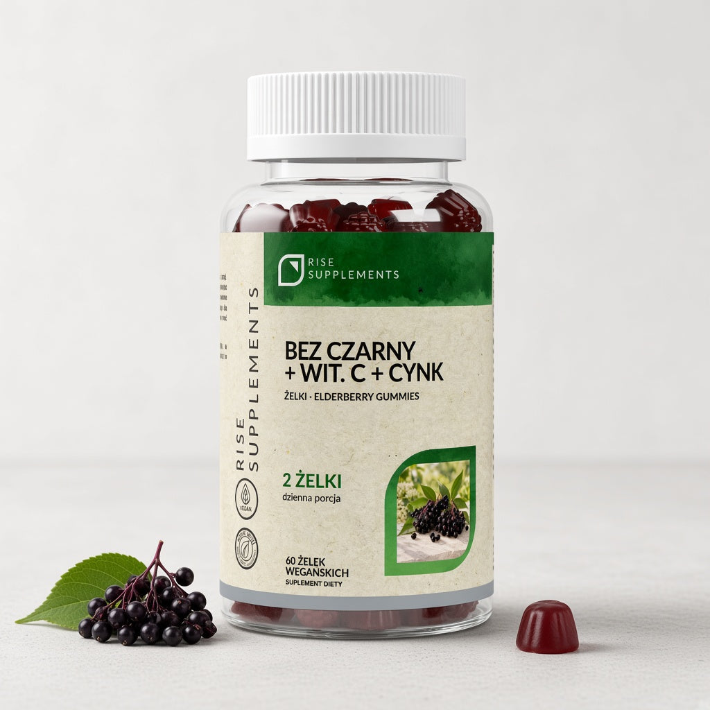 Czarny Bez + Witamina C + Cynk żelki 60 szt. — zdjęcie produktu na jasnym tle