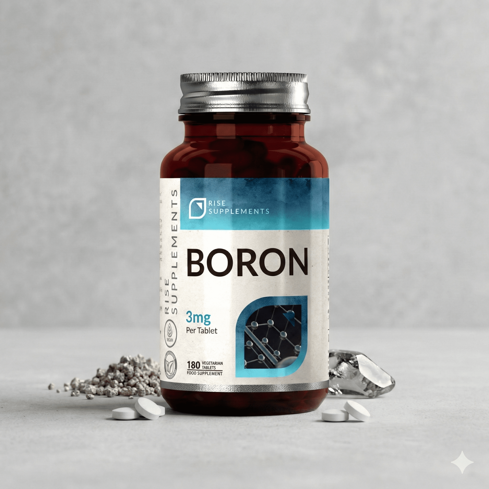 Bor Suplement (Kwas Borowy) 3 mg 180 kapsułek - Rise Supplements