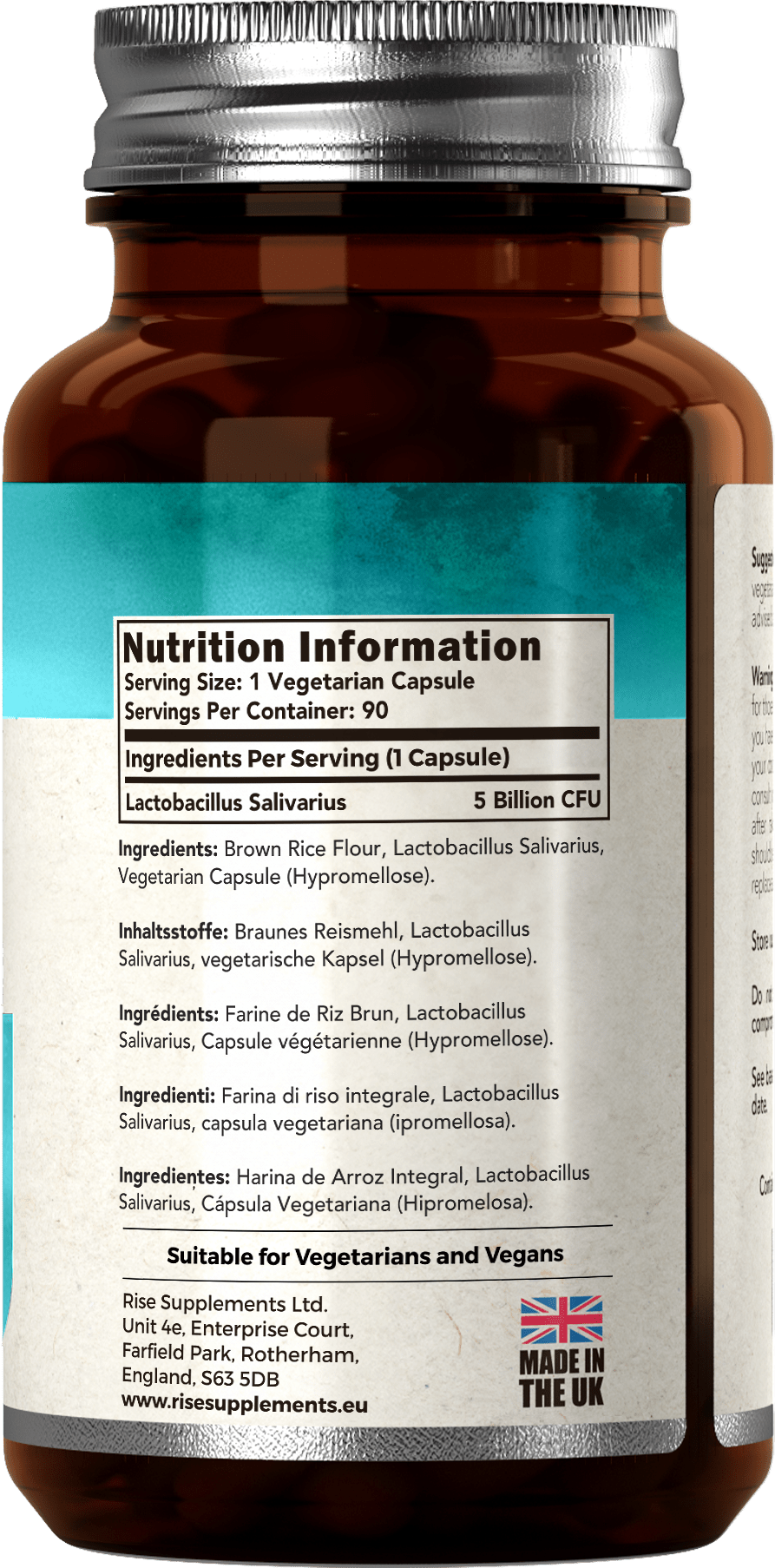 Lactobacillus Reuteri 5 mld CFU 90 kapsułek - Rise Supplements