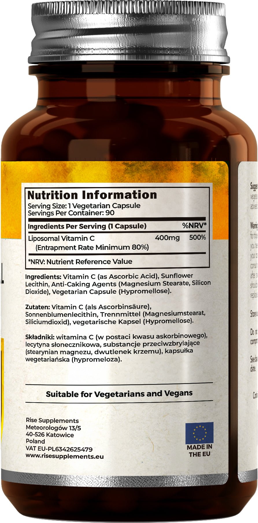 Liposomalna Witamina C 400mg 90 Kapsułek - Rise Supplements