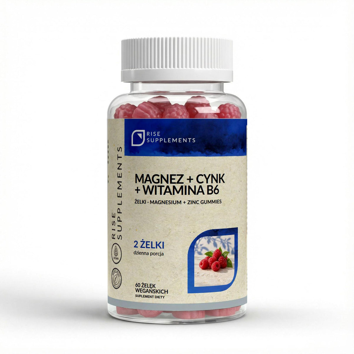 Magnez 200 mg + Cynk 10 mg + B6 żelki 60 szt. — przód opakowania