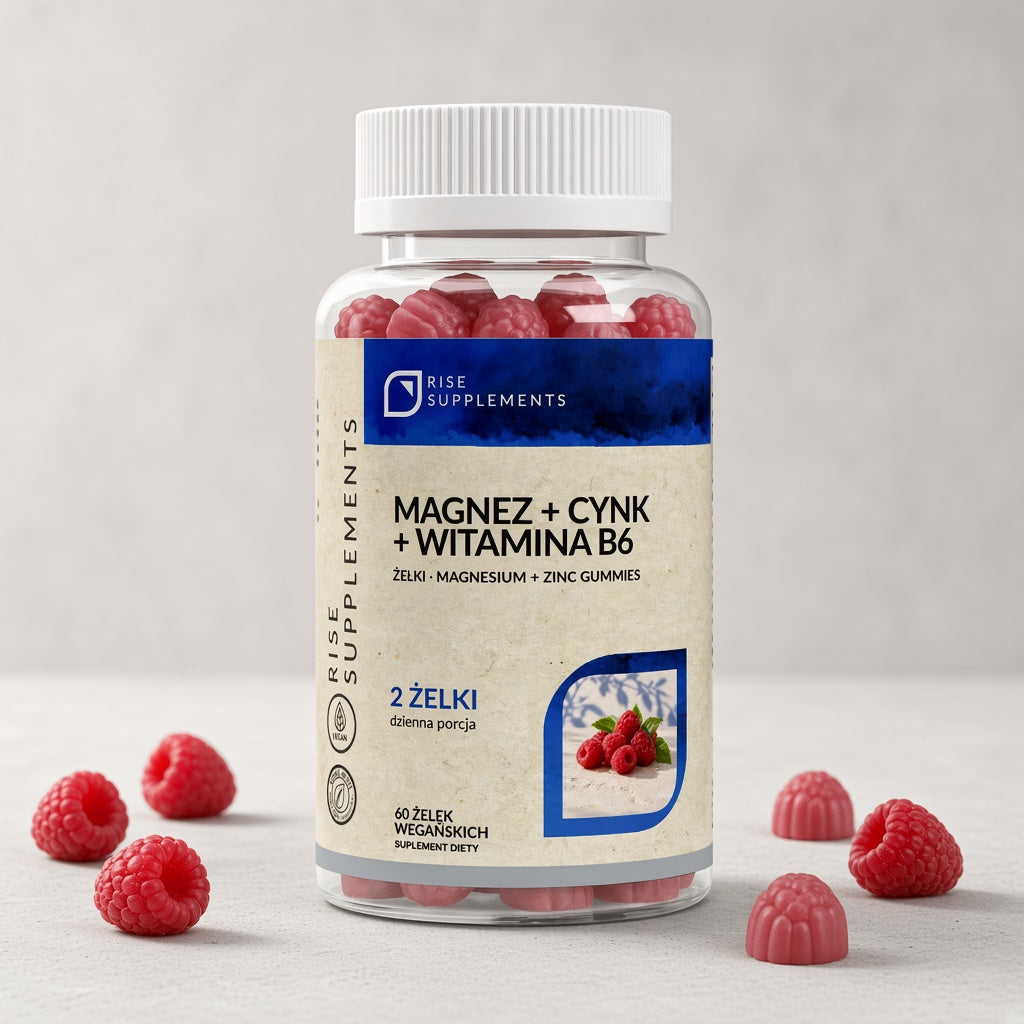 Magnez 200 mg + Cynk 10 mg + B6 żelki 60 szt. — zdjęcie produktu na jasnym tle