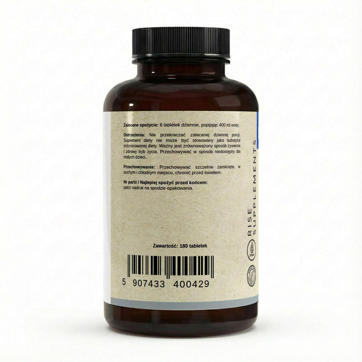 Monohydrat Kreatyny 4500 mg w porcji 180 tabletek – bok opakowania