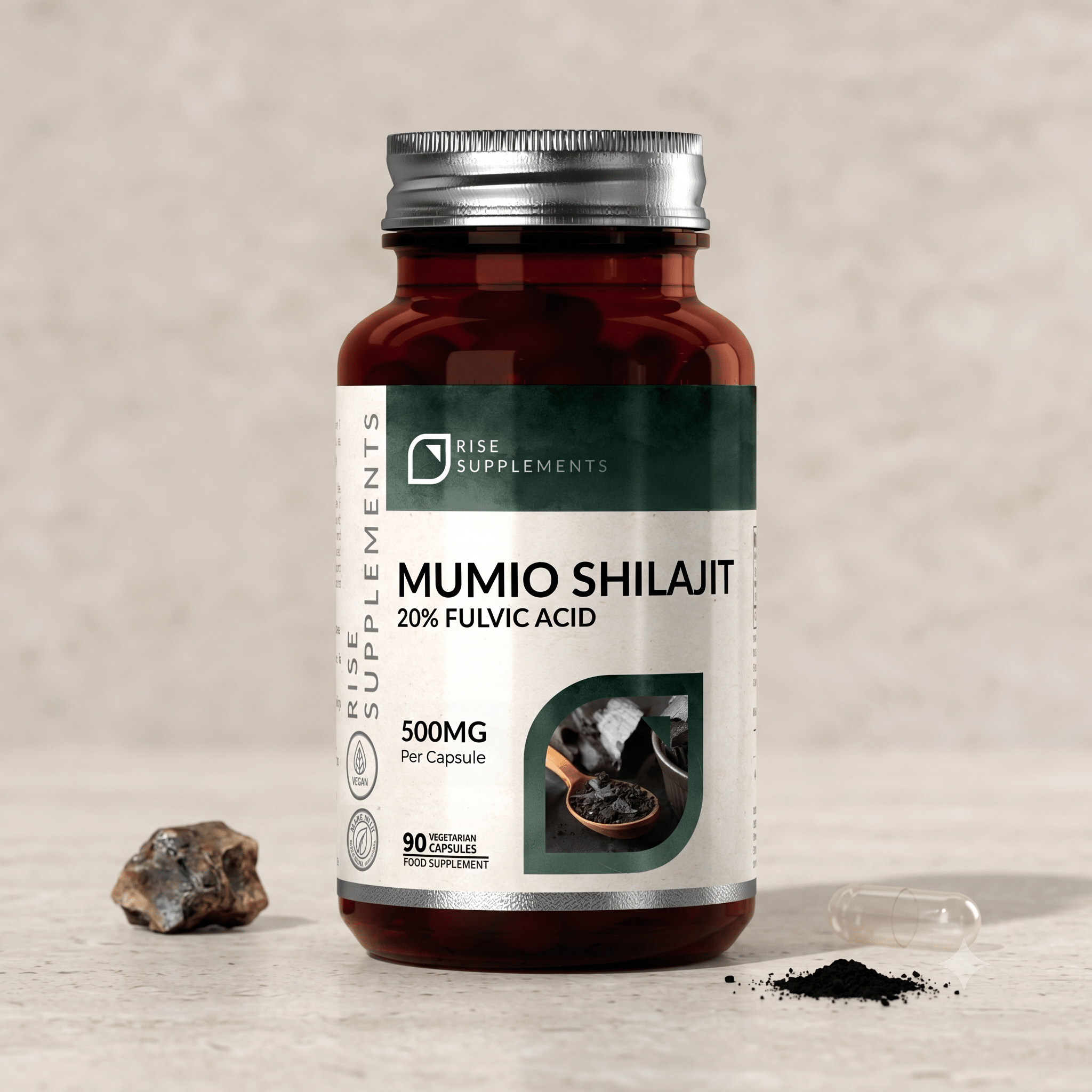 Mumio Shilajit 500mg 20% kwasów fulwowych - 90 Kapsułek - Rise Supplements