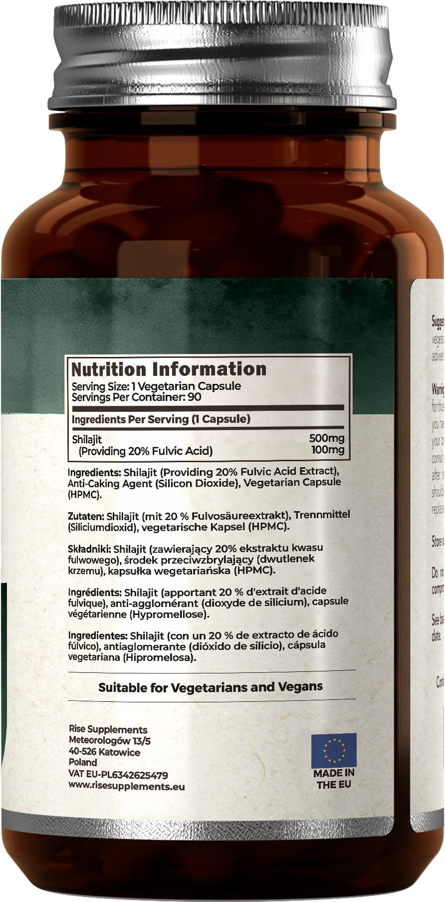 Mumio Shilajit 500mg 20% kwasów fulwowych - 90 Kapsułek - Rise Supplements