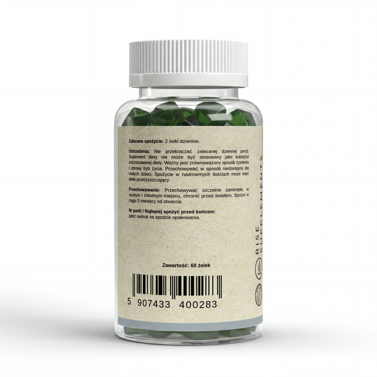 Ocet Jabłkowy 1000 mg żelki 60 szt. + C, B6, chrom — bok opakowania