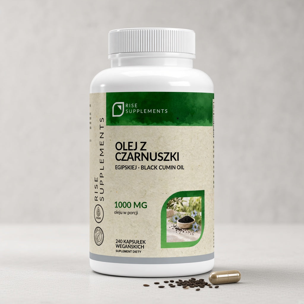 Olej z Czarnuszki 1000 mg 240 kapsułek — zdjęcie produktu na jasnym tle