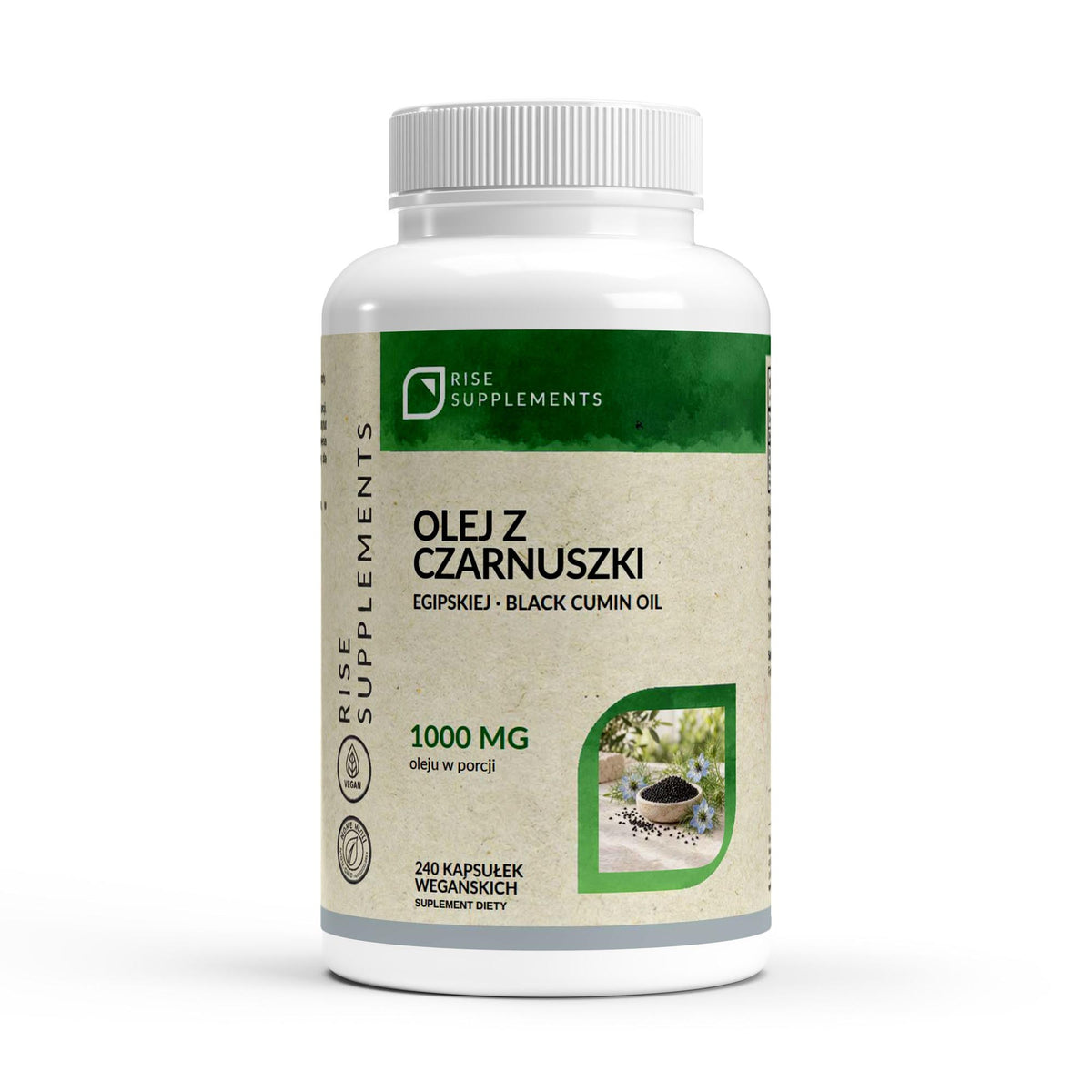Olej z Czarnuszki 1000 mg 240 kapsułek — przód opakowania