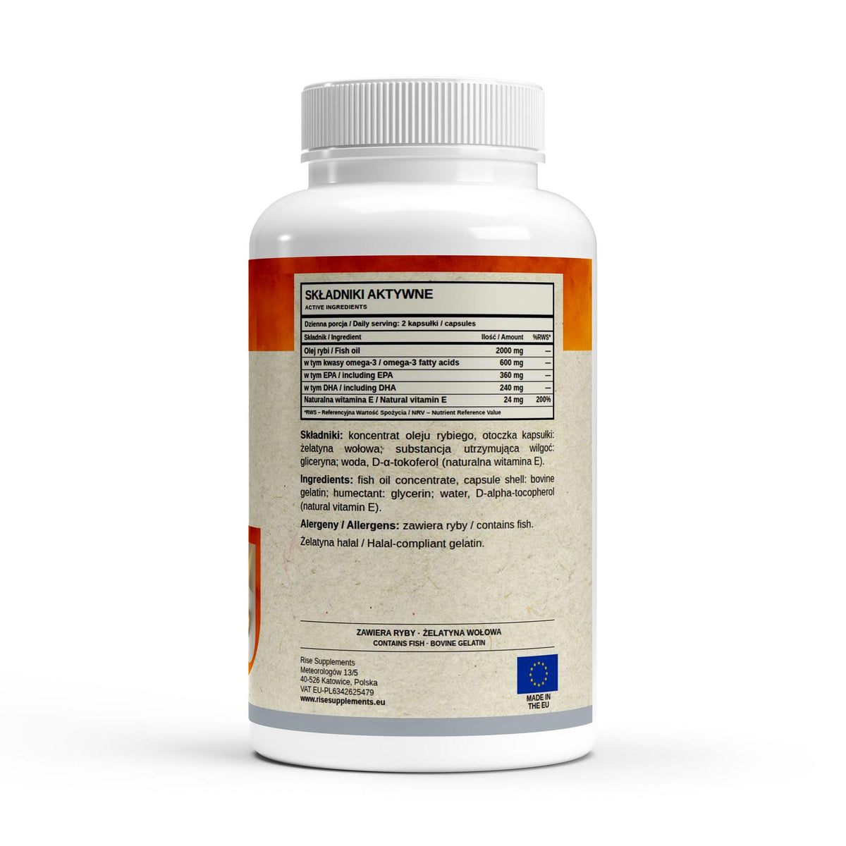 Witamina C buforowana 500 mg 240 kapsułek — etykieta ze składem