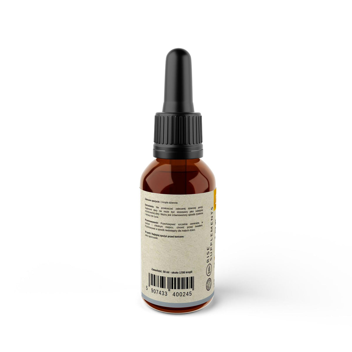 Witamina D3 1000 IU + K2 MK-7 20 µg krople 50 ml — bok opakowania