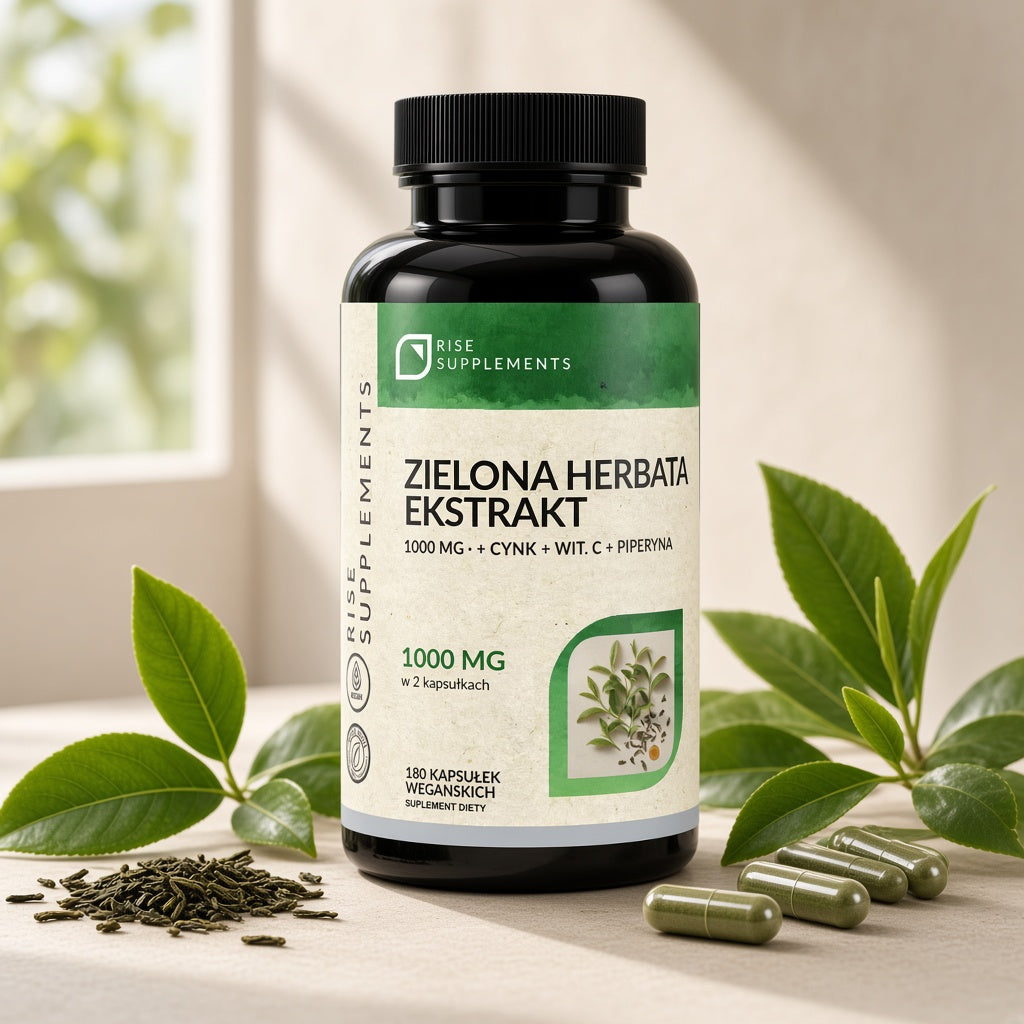 Zielona Herbata ekstrakt 1000 mg + Cynk, Witamina C, Piperyna 180 kapsułek – zdjęcie główne